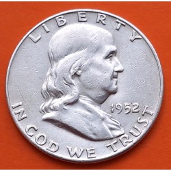 ESTADOS UNIDOS 1/2 DOLAR 1952 D BENJAMIN FRANKLIN KM.163 MONEDA DE PLATA MBC USA Half Dollar silver coin R/2