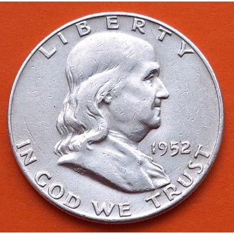 ESTADOS UNIDOS 1/2 DOLAR 1952 D BENJAMIN FRANKLIN KM.163 MONEDA DE PLATA MBC USA Half Dollar silver coin R/2