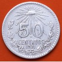 MEXICO 50 CENTAVOS 1921 AGUILA y VALOR KM.447 MONEDA DE PLATA MBC- Mejico Mexiko silver coin