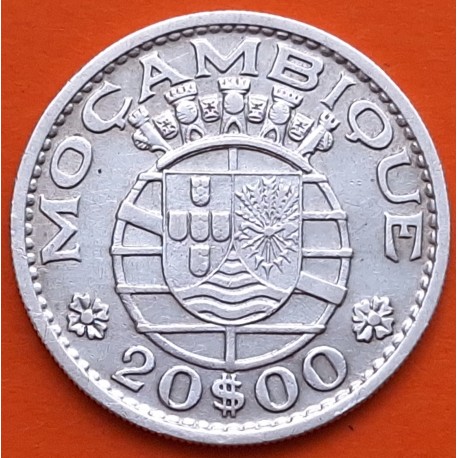 MOZAMBIQUE 20 ESCUDOS 1960 ESCUDO KM.80 MONEDA DE PLATA MBC+ Mocambique PROVINCIA ULTRAMARINA DE PORTUGAL
