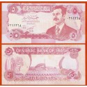 IRAK 5 DINARES 1992 SADAM HUSSEIN Color Rojo Pick 80 BILLETE SIN CIRCULAR Iraq UNC BANKNOTE