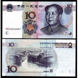 CHINA 10 YUAN 1999 MAO TSE TUNG y RIO SAGRADO Color Azulado Pick 898 BILLETE SC UNC BANKNOTE