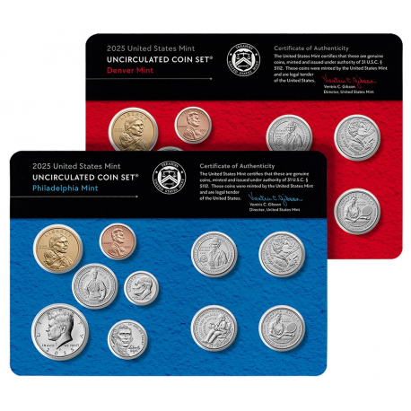 . 2025 UNITED STATES MINT UNCIRCULATED COIN SET D+P 25 CENTAVOS American Women Quarters ESTADOS UNIDOS 1 Centavo / 1 DOLAR 2025