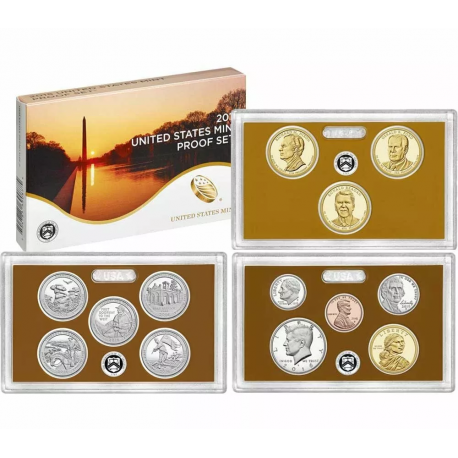 2016 UNITED STATES MINT PROOF SET @NICKEL@ 13 COINS ESTADOS UNIDOS 1+5+10+10+25 CENTAVOS + 1/2 DOLAR KENNEDY + 1 DOLAR 2016