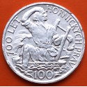 CHECOSLOVAQUIA 100 KORUN 1949 TRABAJADOR JIHLAVA KM.29 MONEDA DE PLATA MBC++ Czechoslovakia 100 Coronas silver