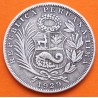 @ESCASA@ PERU 1/2 SOL 1929 DAMA SENTADA y ESCUDO KM.216 MONEDA DE PLATA BAJA República Peruana