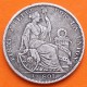 @ESCASA@ PERU 1/2 SOL 1929 DAMA SENTADA y ESCUDO KM.216 MONEDA DE PLATA BAJA República Peruana