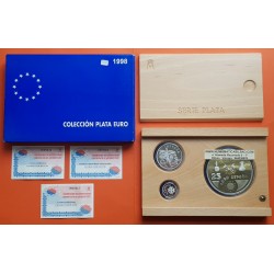 . 3 monedas x ESPAÑA 1 EURO 1998 + 5 EUROS 1998 + 25 EUROS 1998 HOMENAJE AL EJERCITO ESPAÑOL PLATA ESTUCHE FNMT 6,20 ONZAS