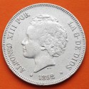 ESPAÑA 5 PESETAS 1892 * 18 92 PGM REY ALFONSO XIII tipo "RIZOS" KM.700 MONEDA DE PLATA (DURO) Spain silver R/3