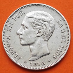 ESPAÑA 5 PESETAS 1878 * 18 78 EMM REY ALFONSO XII KM.676 MONEDA DE PLATA (DURO) Spain silver R/4