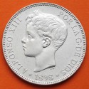 @MUY BONITA@ ESPAÑA 5 PESETAS 1898 * 18 98 SGV REY ALFONSO XIII KM.707 MONEDA DE PLATA (DURO) Spain silver R/1