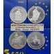 . 4 monedas x ESPAÑA 5 ECUS 1989 + 1990 + 1991 + 1992 PLATA ESTUCHE FNMT 4 ONZAS PLATA PURA OZ