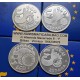 . 4 monedas x ESPAÑA 5 ECUS 1989 + 1990 + 1991 + 1992 PLATA ESTUCHE FNMT 4 ONZAS PLATA PURA OZ