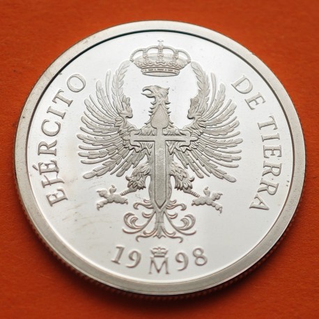 . 1 moneda @SI CÁPSULA@ ESPAÑA 1 EURO 1998 EMBLEMA DEL EJERCITO DE TIERRA LAUREADA PLATA NO ESTUCHE FNMT 0,20 ONZAS