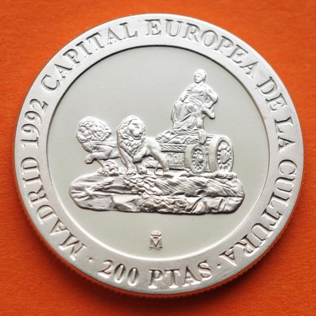 . 1 moneda @SI CÁPSULA@ ESPAÑA 200 PESETAS 1992 ESTATUA DE LA CIBELES PLATA PROOF NO ESTUCHE FNMT