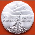 FINLANDIA 25 MARKKAA 1978 JUEGOS DE INVIERNO DE LAHTI ESQUIADOR KM.56 MONEDA DE PLATA SC Finnland silver coin