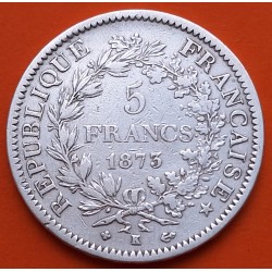 FRANCIA 5 FRANCOS 1873 K Ceca de BURDEOS TRES GRACIAS KM.820.1 MONEDA DE PLATA MBC- Republique Francaise