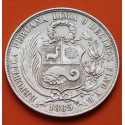 @RARA@ PERU 1 SOL 1865 Y.B. Ceca de Lima DAMA SENTADA KM.196.1 MONEDA DE PLATA República Peruana