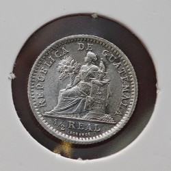 GUATEMALA 1/2 REAL 1899 DAMA CON LANZA KM.170 MONEDA DE PLATA EBC- silver coin 15mm 1,56 grs