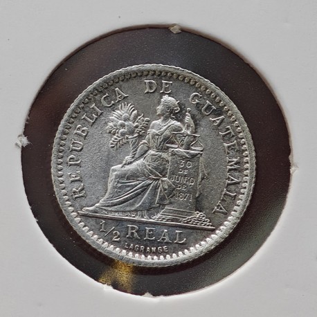GUATEMALA 1/2 REAL 1899 DAMA CON LANZA KM.170 MONEDA DE PLATA EBC- silver coin 15mm 1,56 grs