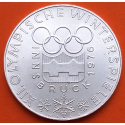 AUSTRIA 100 SCHILLINGS 1976 OLIMPIADA DE INVIERNO INNSBRUCK y AROS OPLIMPICOS KM.2926 MONEDA DE PLATA SC- 0,52 ONZAS OZ