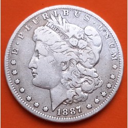 ESTADOS UNIDOS 1 DOLAR 1887 O MORGAN KM.110 MONEDA DE PLATA MUY CIRCULADA USA Silver $1 Dollar R/1