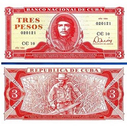 @RARO@ CUBA 3 PESOS 1984 ERNESTO CHE GUEVARA Pick 107A BILLETE SC Caribe UNC BANKNOTE