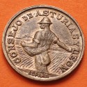 @PRECIOSA@ CONSEJO DE ASTURIAS y LEON 1 PESETA 1937 AGRICULTOR MONEDA DE BRONCE Guerra Civil España R/2