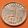 @PRECIOSA@ CONSEJO DE ASTURIAS y LEON 1 PESETA 1937 AGRICULTOR MONEDA DE BRONCE Guerra Civil España R/2