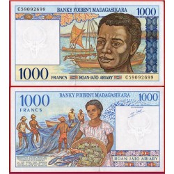 MADAGASCAR 1000 FRANCOS 1994 PESCADORES y NATIVO Pick 76.A BILLETE SC Africa UNC BANKNOTE 1000 Ariary