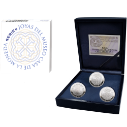 . 1 aaaaaaaaacoin @ESTUCHE con 3 MONEDAS@ ESPAÑA 10 EUROS 2025 MEXICO JOYAS DEL MUSEO CASA DE LA MONEDA 8 REALES PLATA FNMT