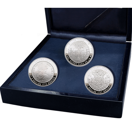 . 1 aaaaaaaaacoin @ESTUCHE con 3 MONEDAS@ ESPAÑA 10 EUROS 2025 MEXICO JOYAS DEL MUSEO CASA DE LA MONEDA 8 REALES PLATA FNMT