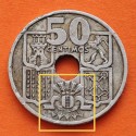 @FLECHAS INVERTIDAS@ ESPAÑA 50 CENTIMOS 1949 * 19 51 FRANCO ESTADO ESPAÑOL FRANCO MONEDA DE NICKEL MBC @RARA@ R/3