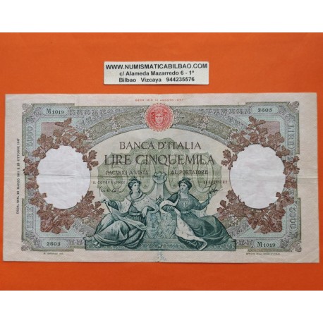 . @PVP NUEVO 1.200€@ ITALIA 5000 LIRAS 1961 REGINE DEL MARE Pick 85.A BILLETE MUY CIRCULADO Italy 5000 Lire BANCONOTA