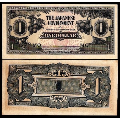 JAPON 1 DOLAR 1942 OCUPACION DE MALASIA FRUTOS 2ª Guerra Mundial Pick M5C BILLETE SC Japanese Occupation WWII MALAYA