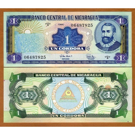 NICARAGUA 1 CORDOBA 1995 FRANCISCO HERNANDEZ DE CORDOBA Pick 173 BILLETE SC UNC BANKNOTE