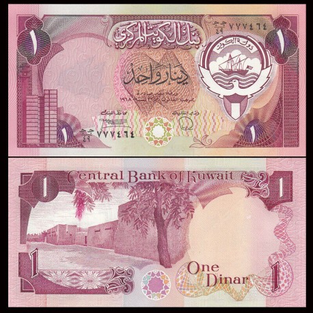 KUWAIT 1 DINAR 1980 Ley de 1968 MURALLA Pick 13D Sign 6 BILLETE SC One Dinar UNC BANKNOTE