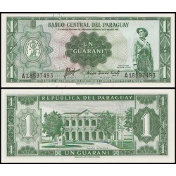 PARAGUAY 1 GUARANI 1963 SOLDADO PARAGUAYO Ley de 1952 Pick 193.B BILLETE SC UNC BANKNOTE