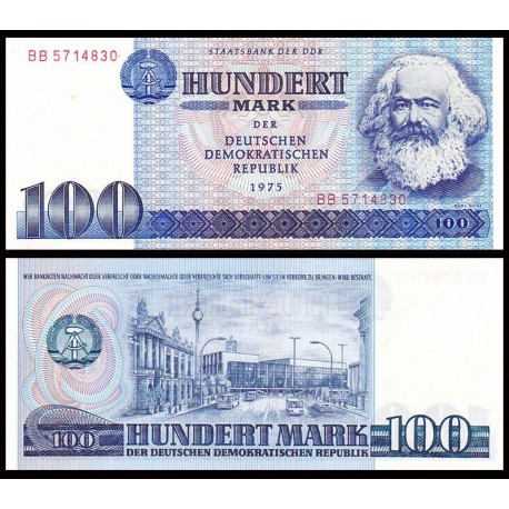 ALEMANIA DEMOCRATICA 100 MARCOS 1975 KARL MARX Serie BB Pick 31A BILLETE SC @ESCASO@ DDR Germany RDA 100 Mark