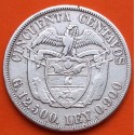 @BASE DEL "7" CURVA@ COLOMBIA 50 CENTAVOS 1917 SIMON BOLIVAR KM.193.1 MONEDA DE PLATA MBC-
