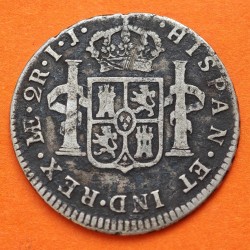 ESPAÑA Rey CARLOS IIII 2 REALES 1792 IJ Ceca de LIMA (PERU) KM.95 MONEDA DE PLATA @ESCASA@ Spain silver coin