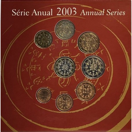 PORTUGAL CARTERA OFICIAL EUROS 2003 SC 1+2+5+10+20+50 Céntimos + 1 EURO + 2 EUROS 2003 BU KMS 8 MONEDAS
