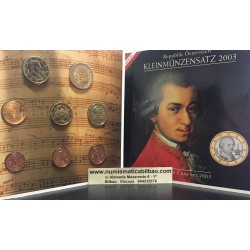 AUSTRIA CARTERA OFICIAL EUROS 2003 SC 1+2+5+10+20+50 Centimos + 1 EURO + 2 EUROS 2003 UNC BU SET KMS Österreich