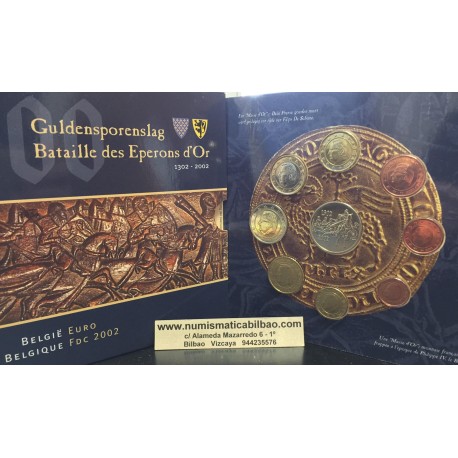 . 1º AÑO DE EMISIÓN x BELGICA CARTERA OFICIAL EUROS 2002 BU SET 1+2+5+10+20+50 Céntimos + 1€ + 2 EUROS 2002 DISEÑO TIPO 1