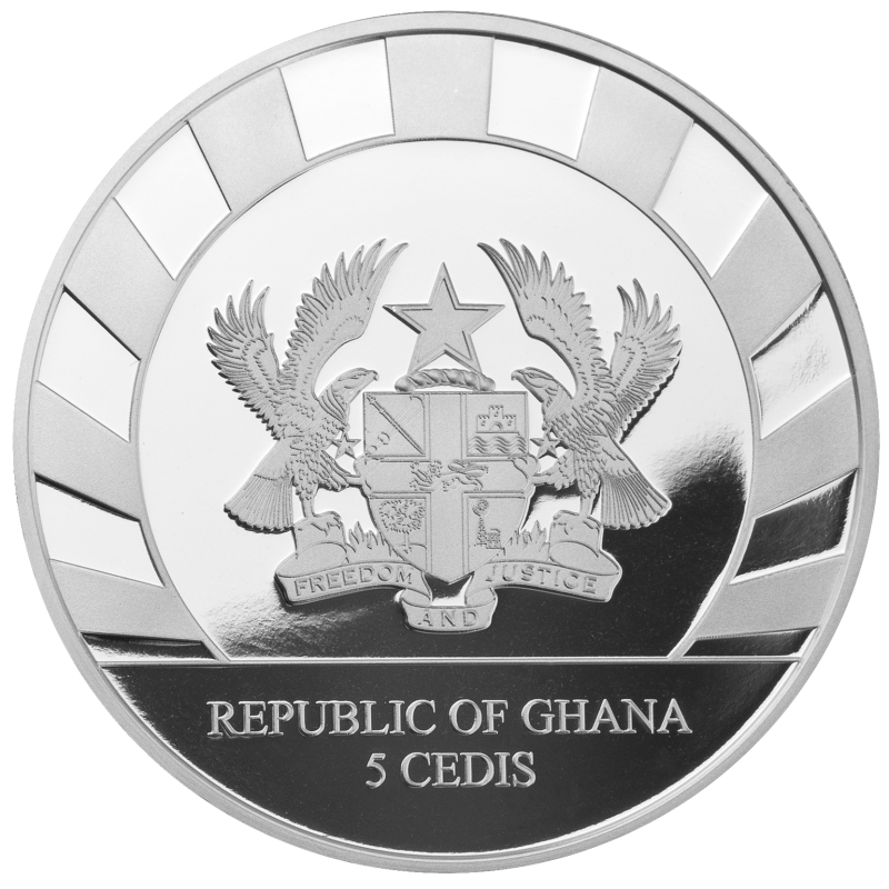 . 8 monedas x GHANA 5 CEDIS 2019+2020+2021+2022 MAMUT, CIERVO... Serie GIANTS OF THE ICE AGE PLATA PURA 1 ONZA OZ