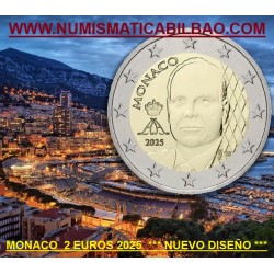 . 1 aaaaaaaaaacoin @21/NOV. Envío@ MONACO 2 EUROS 2025 NUEVO DISEÑO / BUSTO REY ALBERTO II MONEDA NO CONMEMORATIVA