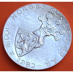 NORUEGA 100 KRONER 1982 REY OLAV y ESCUDO CORONADO KM.426 MONEDA DE PLATA SC Norway silver coin