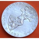NORUEGA 100 KRONER 1982 1945 REY OLAV y ESCUDO CORONADO KM.426 MONEDA DE PLATA SC Norway silver coin