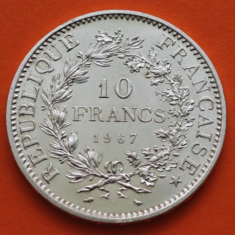 FRANCIA 10 FRANCOS 1967 HERCULES TRES GRACIAS KM.932 MONEDA DE PLATA SC- France 10 Francs 0,72 ONZAS R/2