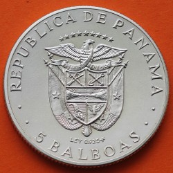PANAMA 5 BALBOAS 1970 DISCOBOLO XI JUEGOS CENTROAMERICANOS KM.28 MONEDA EBC+ @1,06 ONZAS DE PLATA PURA@
